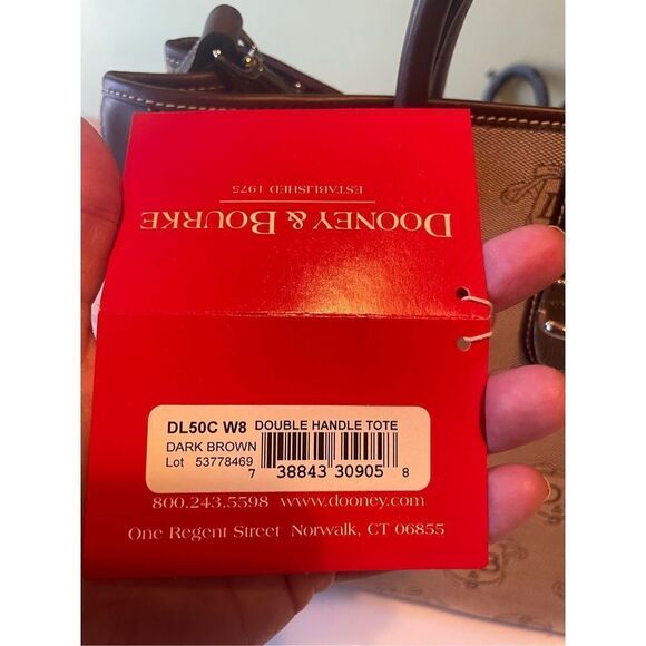 Dooney and Bourke Signature Monogram Canvas and Leather Handbag - Picture 5 of 6